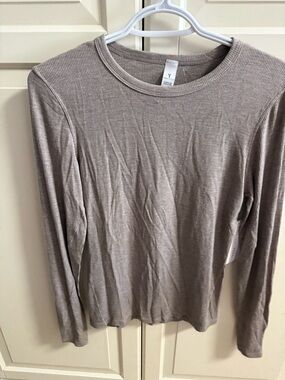 Yogalicious Heavenly Rib Long Sleeve Top — Taupe